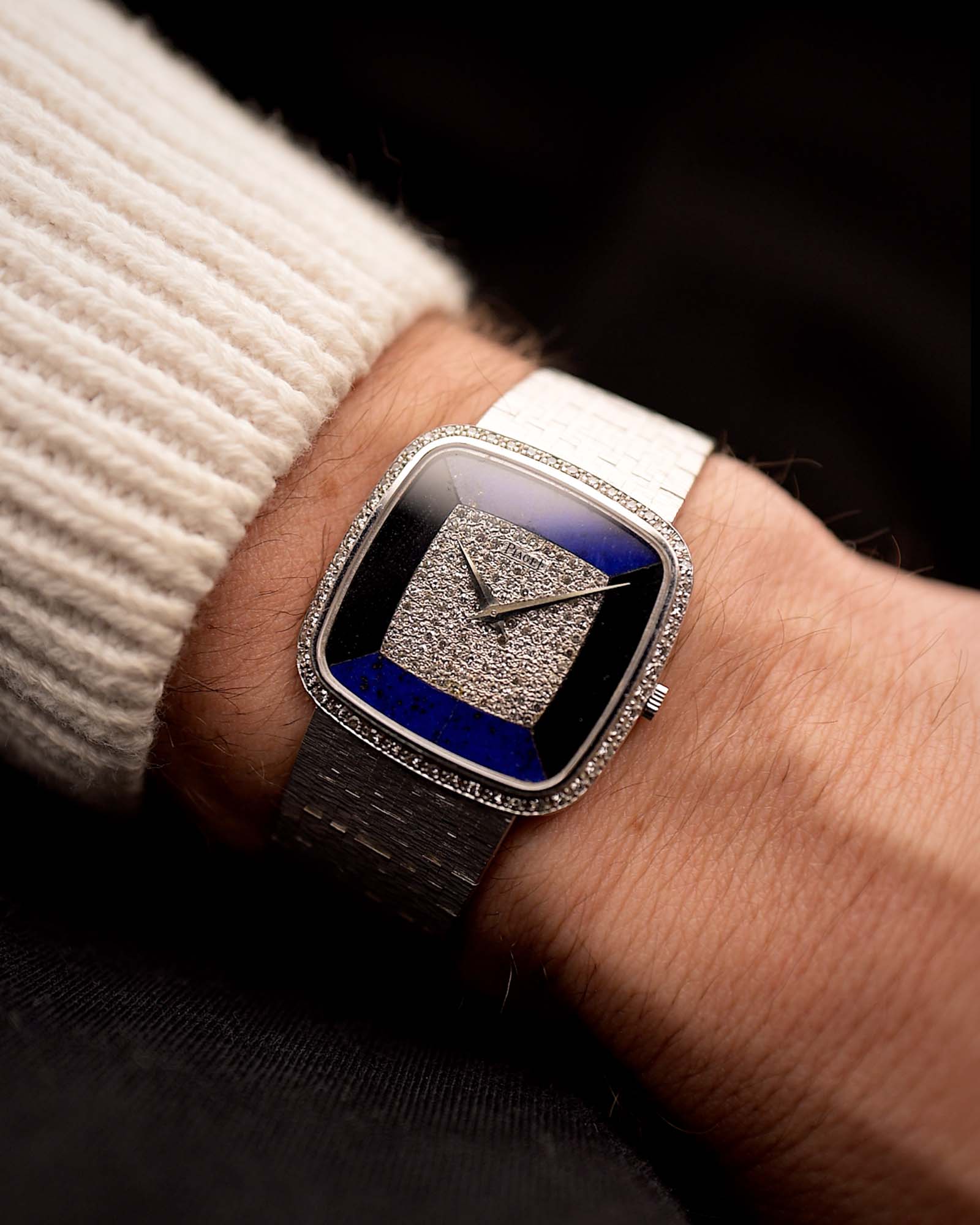 Piaget Square 9775 Lapis Onyx Diamond 1970s