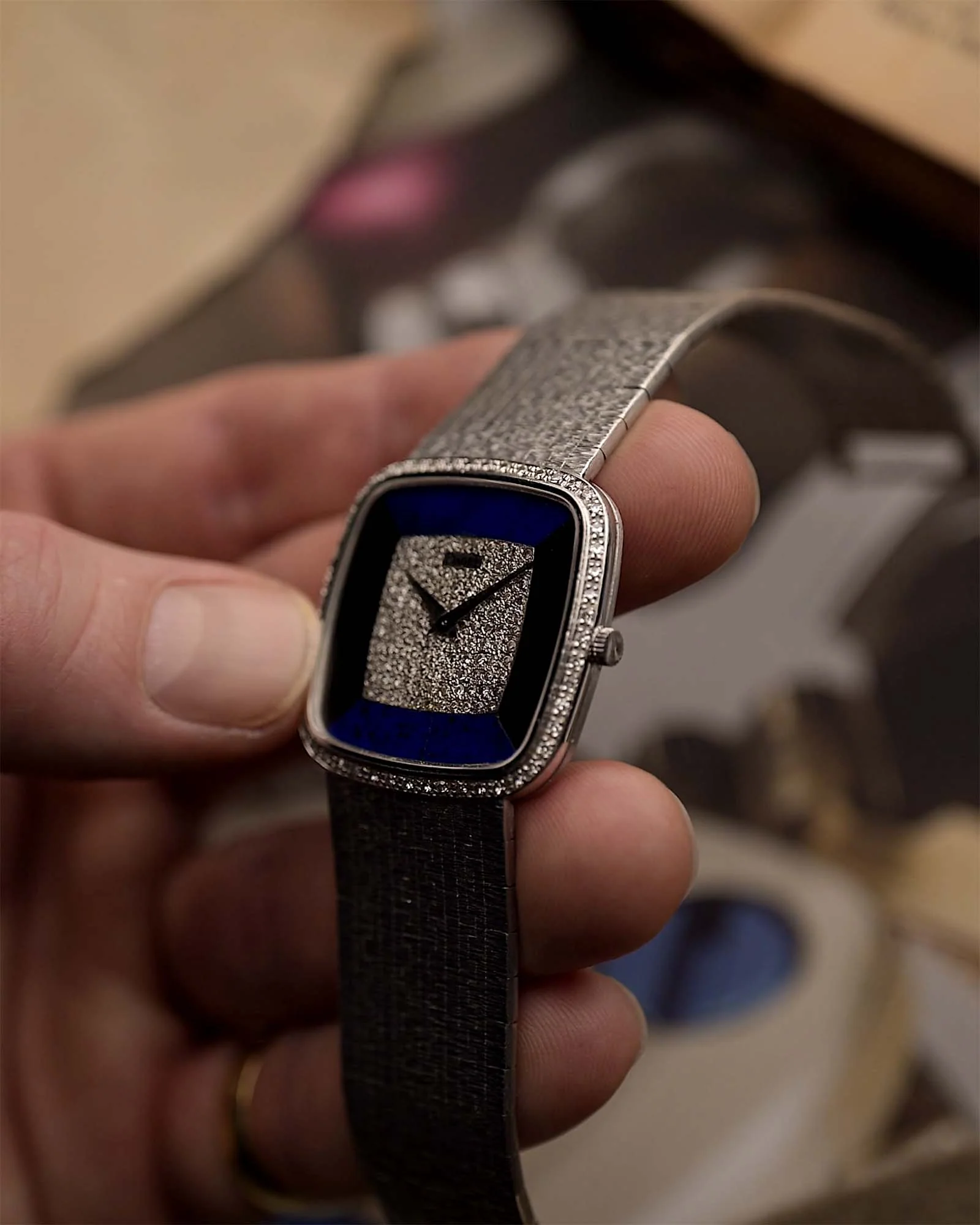 Piaget Square 9775 Lapis Onyx Diamond 1970s - Image 5