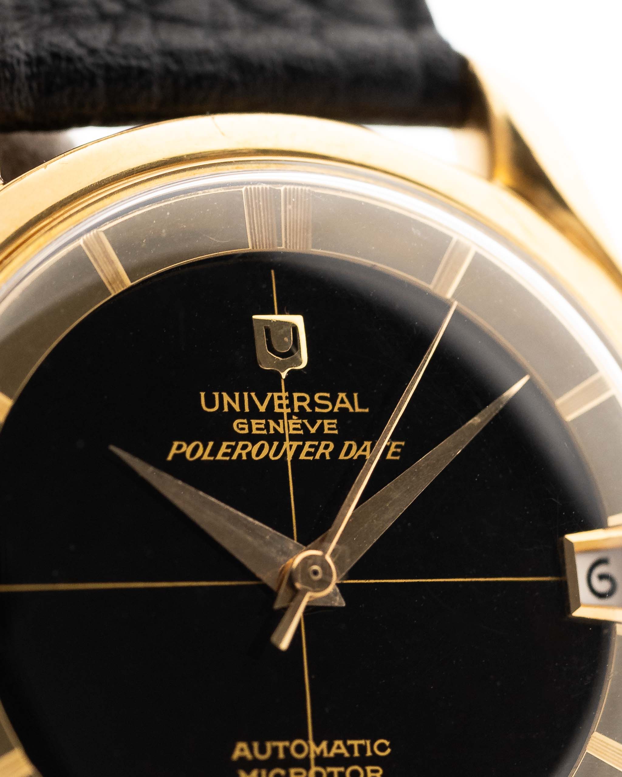 Universal Geneve Polerouter 104503 Date 18k Black 1960s - Image 10