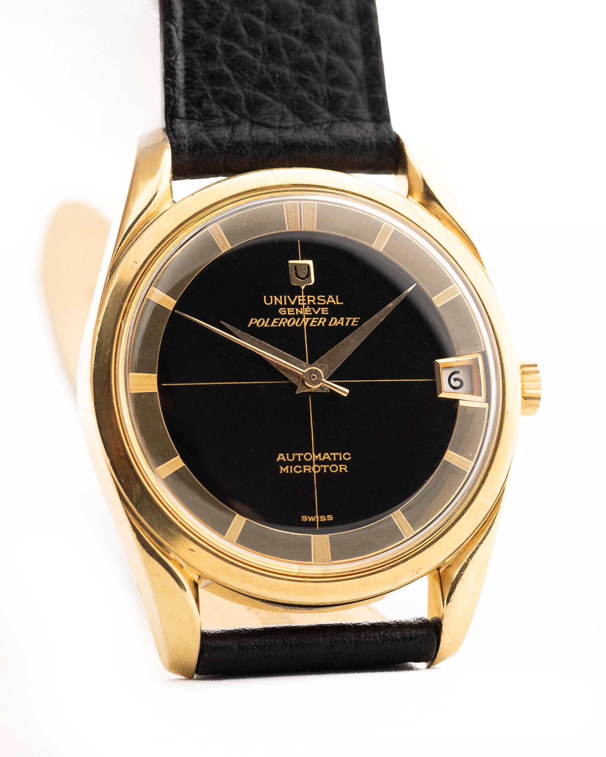 Universal Geneve Polerouter 104503 Date 18k Black 1960s - Image 9