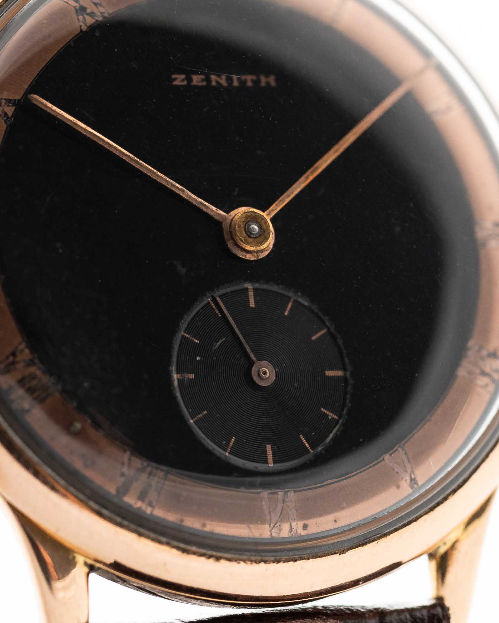 Zenith Art Deco Black 18k Rose 1940s - Image 7